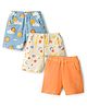 Babyoye 100% Cotton Interlock Knit Shorts With Star Print Pack Of 3 - Yellow Light Blue & Orange