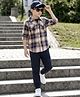 OLLINGTON ST. Cotton Woven Full Sleeves Checkered Shirt & Joggers Set - Multicolor & Brown