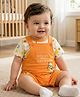 Babyoye 100% Cotton Knit Knit Dungaree & Half Sleeves Inner Tee with Animal Print - Orange