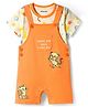 Babyoye 100% Cotton Knit Knit Dungaree & Half Sleeves Inner Tee with Animal Print - Orange
