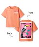 Primo Gino 100% Cotton Drop Shoulder Half Sleeves Oversized Brazil Theme Printed T-Shirt - Peach