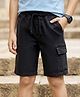 Pine Kids Denim Woven Shorts With Cargo Pocket -Black