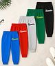 Trampoline Cotton Blend Knit Pack Of 5 Brand Name Printed Joggers - Multi Colour