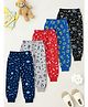 Trampoline Cotton Blend Knit Pack Of 5 Space Numbers & Guitars Printed Joggers - Multi Colour