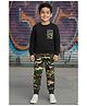 Trampoline Terry Knit Full Sleeves Camouflage Patch Detailed Tee & Joggers Set - Multi Colour