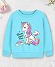 Trampoline Fleece Knit Full Sleeves Unicorn Printed Winter Sweatshirt - Sky Blue