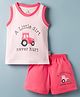 Child World Interlock Knit Sleeveless T-Shirt & Shorts Set with Text Print - Pink