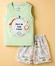 Child World Interlock Knit Sleeveless T-Shirt & Shorts Set with Zoo Park Print - Light Green