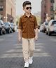 OLLINGTON ST. Cotton  Corduroy Full Sleeves Solid Shirt & Joggers Set - Brown & Beige