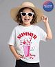 Primo Gino 100% Cotton Knit Half Sleeves Oversized T-Shirt With Hawaii Print - White