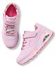 Skechers Mesh Velcro Closure Casual Shoes With Lace Detailing & Floral Print- Light Pink