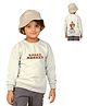 NUSYL Fleece Knit Full Sleeves Space Monkey Text Printed Light Winter Sweatshirt - White
