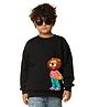 NUSYL Fleece Knit Full Sleeves Animal Printed Light Winter Sweatshirt - Black