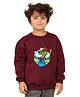 NUSYL Fleece Knit Full Sleeves Crocodile Printed Light Winter Sweatshirt - Burgundy