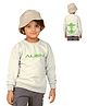 NUSYL Fleece Knit Full Sleeves Aline Text Printed Light Winter Sweatshirt - White