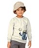 NUSYL Fleece Knit Full Sleeves Space Astronaut Text Printed Light Winter Sweatshirt - White