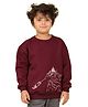 NUSYL Fleece Knit Full Sleeves Warrior Printed Light Winter Sweatshirt - Burgundy