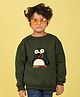 NUSYL Fleece Knit Full Sleeves Penguin Printed Light Winter Sweatshirt - Olive Green