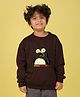 NUSYL Fleece Knit Full Sleeves Penguin Printed Light Winter Sweatshirt - Brown