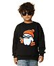NUSYL Fleece Knit Full Sleeves Cartoon Face Printed Light Winter Sweatshirt - Black