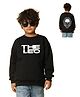 NUSYL Fleece Knit Full Sleeves The Leo Text Printed Light Winter Sweatshirt - Black