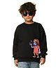NUSYL Fleece Knit Full Sleeves Alien Printed Light Winter Sweatshirt - Black