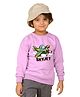 NUSYL Fleece Knit Full Sleeves Sky Jet Text Printed Light Winter Sweatshirt - Lilac