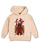 NUSYL Fleece Knit Full Sleeves  Japanese Warrior Printed Light Winter Hoodie -  Beige