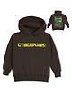 NUSYL Fleece Knit Full Sleeves Cyber Punk Text Printed Light Winter Hoodie - Brown