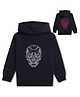 NUSYL Fleece Knit Full Sleeves Robotic Skull Printed Light Winter Hoodie - Navy Blue