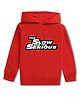 NUSYL Fleece Knit Full Sleeves Slow And The Serious Text Printed Light Winter Hoodie - Red