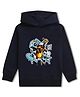 NUSYL Fleece Knit Full Sleeves Graffiti Art Printed Light Winter Hoodie - Navy Blue
