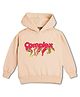 NUSYL Fleece Knit Full Sleeves Complex Text Printed Light Winter Hoodie - Beige