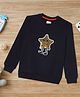 Zion French Terry Knit Full Sleeves Star Sequin Embellished Light Winter  Sweatshirt - Navy Blue