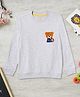 Zion Cotton Knit Full Sleeves Cute Bear Embroidered Light Winter Sweatshirt - White Melange