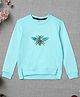 Zion Cotton Knit Full Sleeves Bee Sequin Embellished Light Winter Sweatshirt - Light Blue
