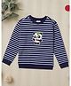 Zion Cotton Knit Full Sleeves Striped & Cute Panda Patch Detailed Light Winter Sweatshirt - Navy Blue