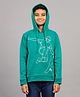 Zion Cotton Knit Full Sleeves Skater Printed Light Winter Hoodie - Green