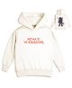 NUSYL Fleece Knit Full Sleeves  Space Warrior Text Printed Light Winter Hoodie - White