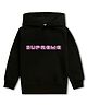 NUSYL Fleece Knit Full Sleeves Supreme Text Printed Light Winter Hoodie - Black