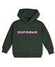 NUSYL Fleece Knit Full Sleeves Supreme Text Printed Light Winter Hoodie - Olive Green