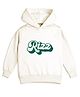 NUSYL Fleece Knit Full Sleeves Rizz Text Printed Light Winter Hoodie - White