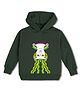 NUSYL Fleece Knit Full Sleeve Psychedelic Text Printed Light Winter Hoodie - Olive