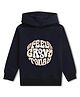 NUSYL Fleece Knit Full Sleeves Groovy Text Printed Light Winter Hoodie - Navy Blue