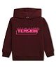 NUSYL Fleece Knit Full Sleeves Hyper Tension Text Printed Light Winter Hoodie - Burgundy