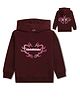 NUSYL Fleece Knit Full Sleeves Obsessed Text Printed Light Winter Hoodie - Burgundy