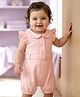Babyoye 100% Cotton Knit With Eco Jiva Finish Solid Dyed Frill Sleeves Romper - Peach