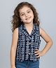 Taffykids 100% Cotton Woven Sleeveless Abstract Printed Crop Top - Navy Blue