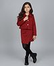 Taffykids Suede Knit Full Sleeves Solid Jacket With Skort Set - Red
