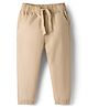 Babyhug Cotton Woven Full Length Solid Colour Trousers With Adjustable Elastic - Beige